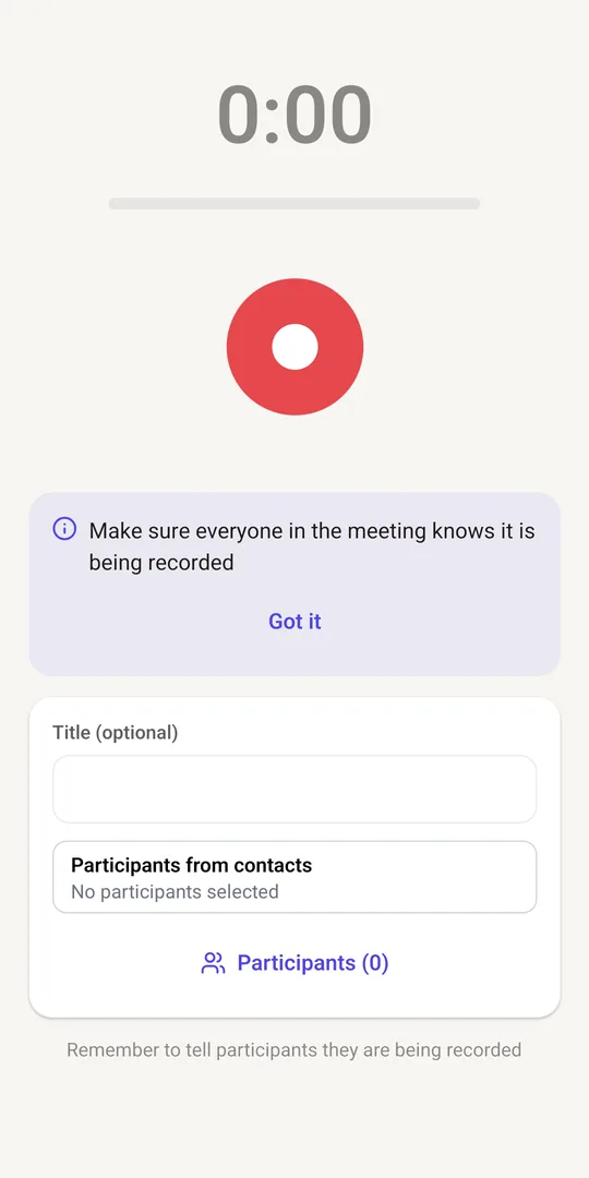 The recording screen